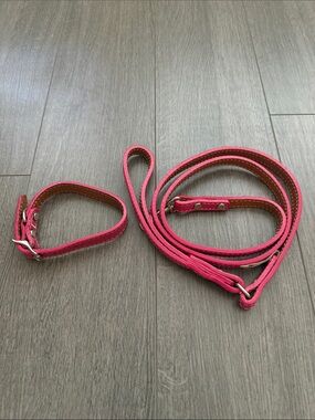 Auburn Leathercrafters “Diver Court” Pink Leather Dog Collar and Leash
